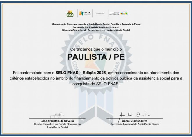 Paulista conquista selo nacional de transparência na gestão da assistência social